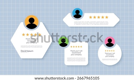 Social media post templates for quotes or testimonials. Empty speech bubbles, quote bubbles and text box.