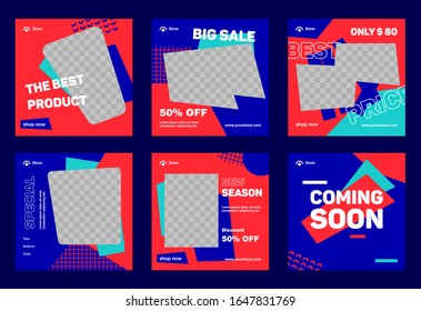 Social media post templates set for business. Social media templates. Modern promotion square web banner for social media mobile apps. Social media for fashion and shop