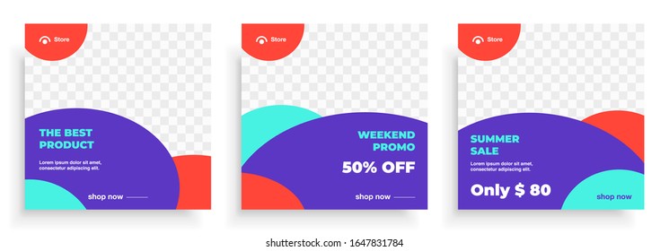 Social media post templates set for business. Social media template. Modern promotion square web banner for social media mobile apps. Social media for fashion and shop