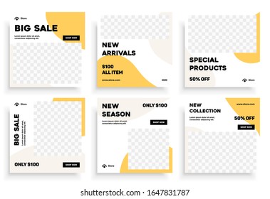 Social media post templates set for business. Social media template. Modern promotion square web banner for social media mobile apps. Social media for fashion and shop