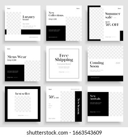Social media post templates set for business. Social media templates. Modern promotion square web banner for social media mobile apps. Social media for fashion and shop