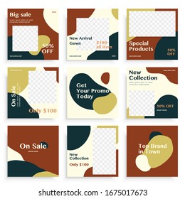 Social media post templates set for business. Social media templates. Modern promotion square web banner for social media mobile apps. Social media for fashion and shop