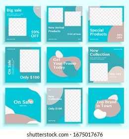 Social media post templates set for business. Social media templates. Modern promotion square web banner for social media mobile apps. Social media for fashion and shop