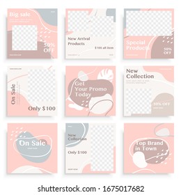 Social media post templates set for business. Social media templates. Modern promotion square web banner for social media mobile apps. Social media for fashion and shop