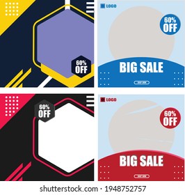 Social media post templates set for business. Social media templates. Modern promotion square web banner for social media mobile apps. Social media for fashion and shop