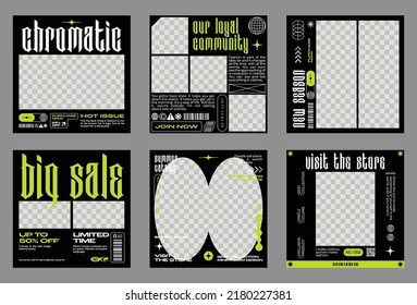 Social Media Post Templates Set For Business. Streetwear Social Media Post. Modern Promotion Square Web Banner For Social Media Mobile Apps. Social Media For Fashion And Shop