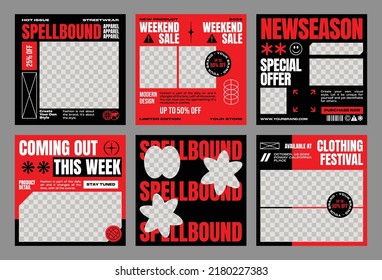 Social Media Post Templates Set For Business. Streetwear Social Media Post. Modern Promotion Square Web Banner For Social Media Mobile Apps. Social Media For Fashion And Shop