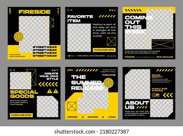 Social Media Post Templates Set For Business. Streetwear Social Media Post. Modern Promotion Square Web Banner For Social Media Mobile Apps. Social Media For Fashion And Shop