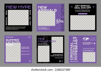 Social Media Post Templates Set For Business. Streetwear Social Media Post. Modern Promotion Square Web Banner For Social Media Mobile Apps. Social Media For Fashion And Shop