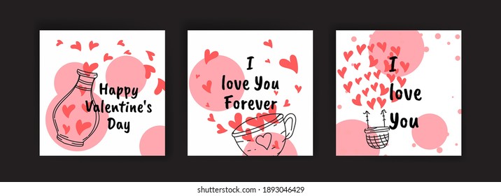 Social media post templates for Valentine's Day. card collection for valentines day.