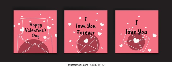 Social media post templates for Valentine's Day. card collection for valentines day.