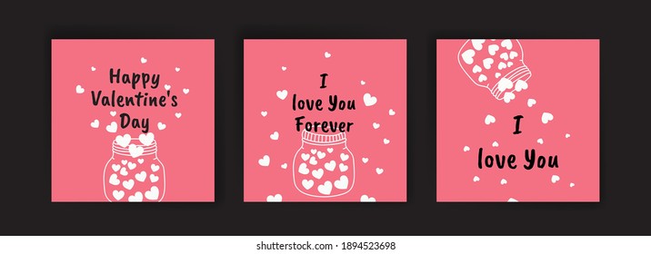 Social media post templates for Valentine's Day. card collection for valentines day.