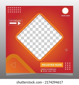 Social media post templates for webinar business with red color