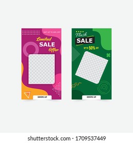 Social media post templates.flash sale banner set, sale banner design template. vector editable.