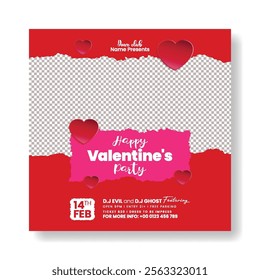 Social media post for Valentine's Day Vector illustration for valentines day celebration party invitation greeting card, Valentine's Day sale Social media post banner ad template