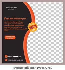 Social media post ,  vector square template design suitable for food post.