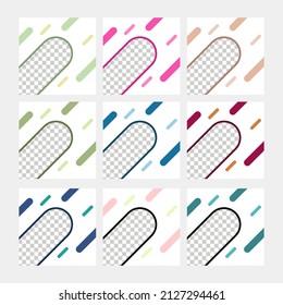 Social media post vector template with colorful dynamic shapes and photo space. Suitable for event announcement, giveaway winner, internet ads, and photo gallery.