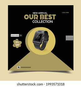 Social media post for a watch. Social media post template.