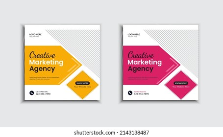 Social media post and web banner template two color concept