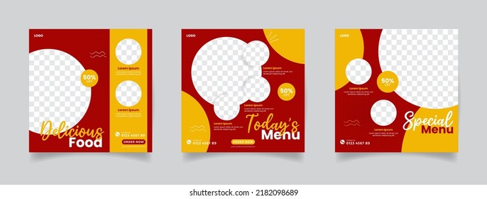 social media post or web banner template for food restaurant business marketing 