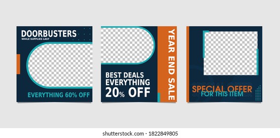 Social media post and web internet ads minimal square banner template. Blue background color 