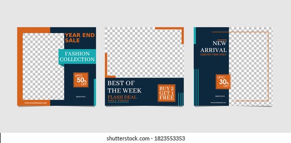 Social media post and web internet ads minimal square banner template. Blue background color 