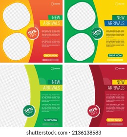 Social media post and web internet ads. Set of Editable minimal square banner template,  social media marketing vector template