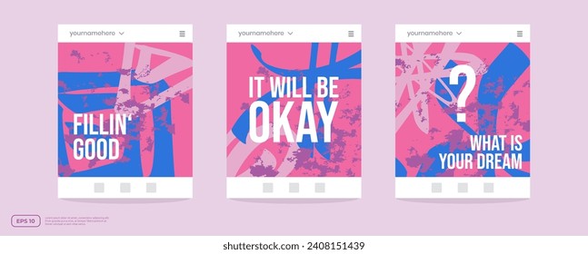 Social media post and web internet ads creative frame template cover set with abstract colorful basic organic shape doodle design background. Mock up for personal blog or shop promotion layout banner