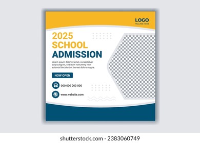 Social media post and website banner template for admission to schools