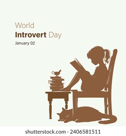 Publicación en medios sociales del arte del vector del Día Mundial de la introvertida