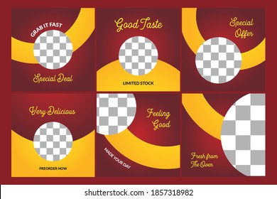 Social media post for your restaurant, food truck or your shop. gradient style and circle crop