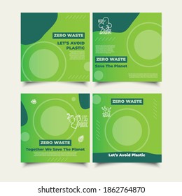 Publicación en medios sociales de afiche y pancarta sobre plantilla de basura cero