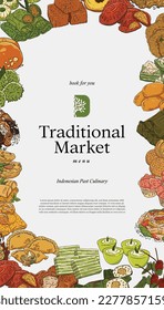 social media poster with indonesian traditional cuisine hand drawn illustration