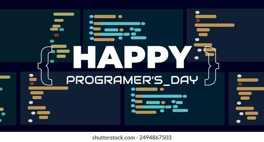 Social media poster for International Programmer's day, September 13, poster for celebration of programmer day, blue technology background