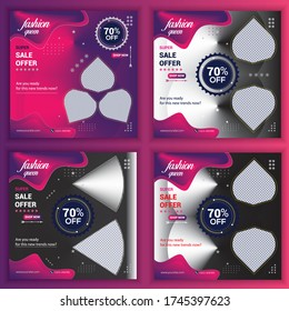 plantilla de afiches de medios sociales Set para oferta especial/venta de moda plantilla de diseño de publicaciones en medios sociales Bundle. Banner digital, afiche, diseño digital. Ilustración vectorial con fondo de color.