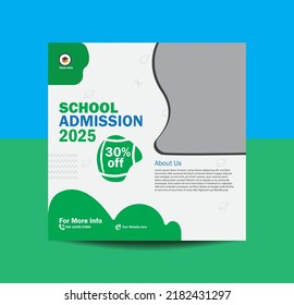 Social media poster vector template for school admission