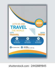 social media poster Vector travel sale tour with editable photo template flyer banner