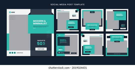 Kollektion von Social Media-Posts für Innenarchitektur mit Möbeln