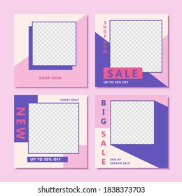 Social media posts illustrations for big sale, trendy editable template for social network message