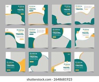 Postagens de mídias sociais e design de Instagram, modelo de design de viagem
