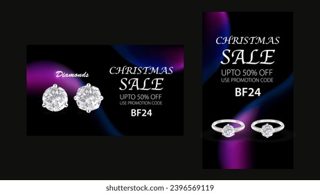 Social media posts for jewellery,  wedding rings made of silver and palladium metal. adorned with diamonds, zircons, and other gemstones. isolated vector illustration for ads, social media, brochures