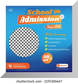 Social media posts school admission banner social media layout