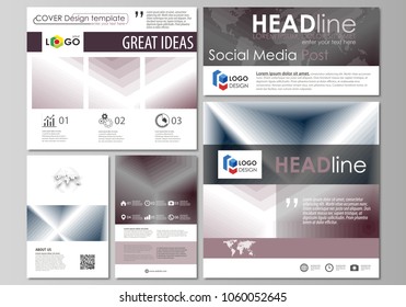 Social media posts set. Business templates. Easy editable flat design template, vector layouts in popular formats. Simple monochrome geometric pattern. Abstract polygonal style, modern background.