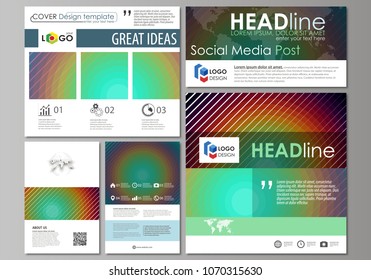 Social media posts set. Business templates. Abstract flat template, vector layouts in popular formats. Minimalistic design with circles, diagonal lines. Geometric shapes, beautiful retro background.