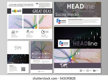 Social media posts set. Business templates. Abstract design template, vector layouts in popular formats. Colorful abstract infographic background made from lines, symbols, charts and other elements.
