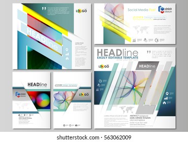 Social media posts set. Business templates.Abstract design template, layouts in popular formats. Colorful design with overlapping geometric shapes and waves forming abstract beautiful background.