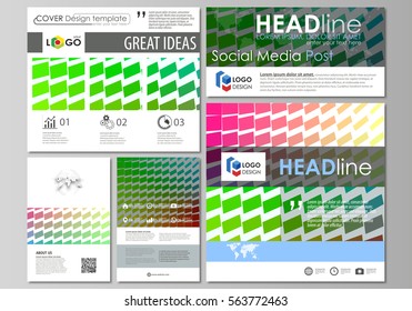 Social media posts set. Business templates. Easy editable template, vector layouts in popular formats. Colorful design rectangles, moving dynamic shapes forming abstract polygonal style background.