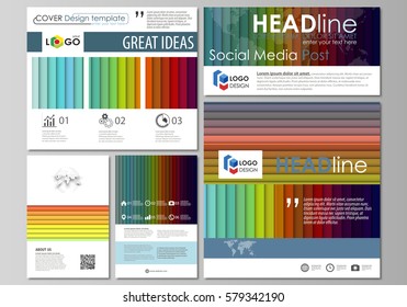Social media posts set. Business templates. Vector layouts in popular formats. Bright color rectangles, colorful design, overlapping geometric rectangular shapes forming abstract beautiful background.