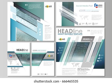 Social media posts set. Business templates. Easy editable abstract flat design template, vector layouts in popular formats. Technology background in geometric style made from circles