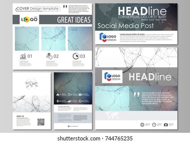 Social media posts set. Business templates. Abstract design template, vector layouts in popular formats. Compounds lines and dots. Big data visualization in minimal style. Graphic background.